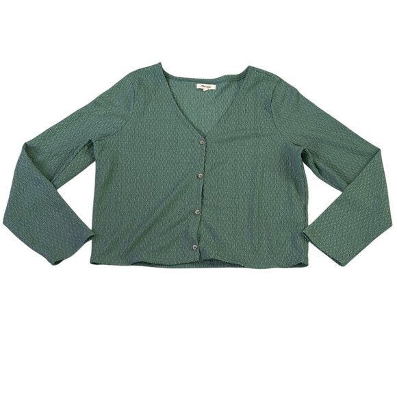 Madewell Womens Green Textured Button-Front Cardigan Sweater XL - Picture 2 of 10